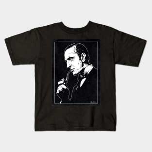 SHERLOCK HOLMES (Black and White) Kids T-Shirt